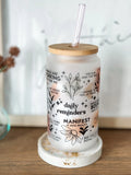 Glass tumbler, Affirmations Glass cup 16oz, Daily affirmations tumbler, gift for her