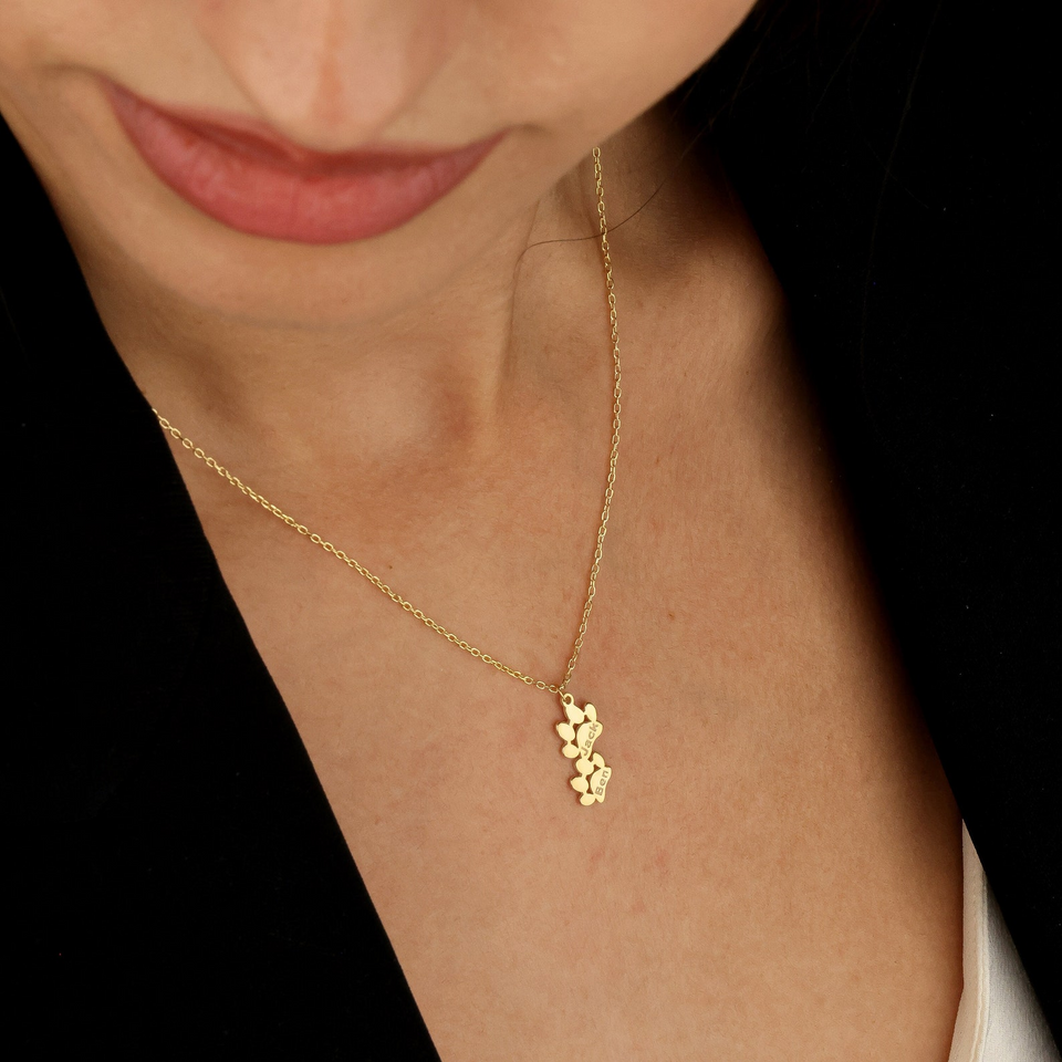 Personalized Paw Print Name Necklace Minimalist Pet Jewelry