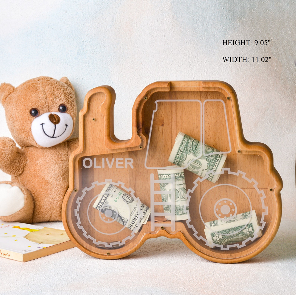 Handmade Dinosaur Wooden Coin Bank