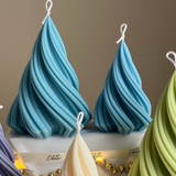 Handmade Swirl Ribbed Christmas Tree Candle