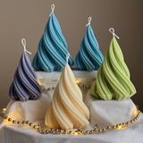 Handmade Swirl Ribbed Christmas Tree Candle