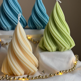 Handmade Swirl Ribbed Christmas Tree Candle