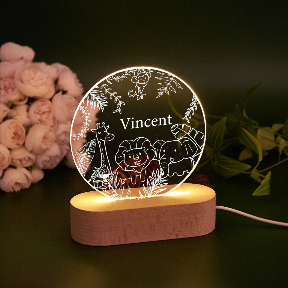 Personalized Moon & Star Nightlight for Baby Nursery