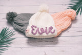 Personalized Kids Knit Beanie Custom Name Winter Hat