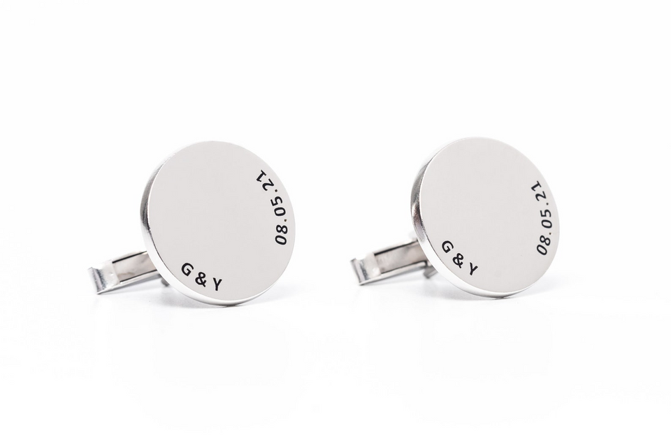 Custom Engraved Sterling Silver Initial Cufflinks