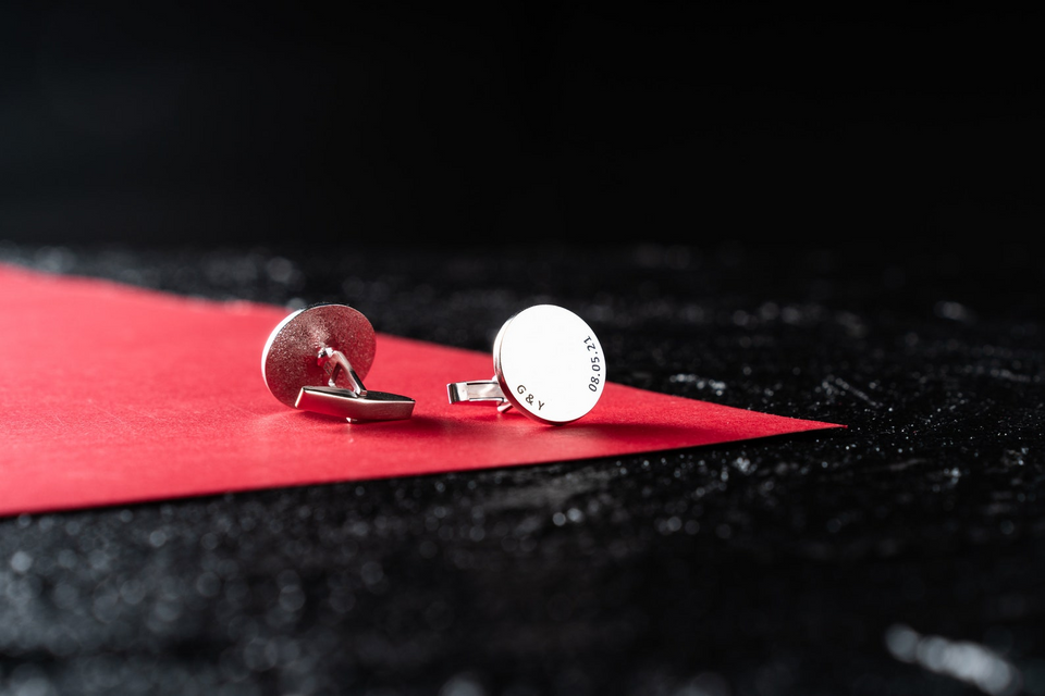 Custom Engraved Sterling Silver Initial Cufflinks