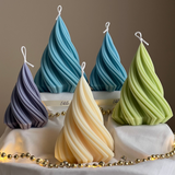 Handmade Swirl Ribbed Christmas Tree Candle