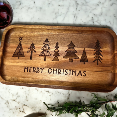 Handcrafted Christmas Serving Tray Holiday Table Decoration