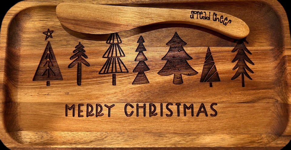 Handcrafted Christmas Serving Tray Holiday Table Decoration