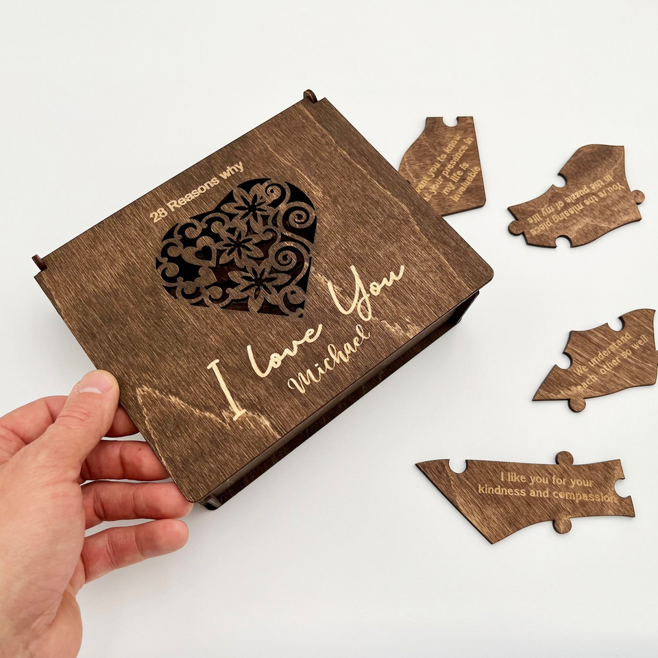 Personalized "Reasons I Love You" Wooden Puzzle Gift