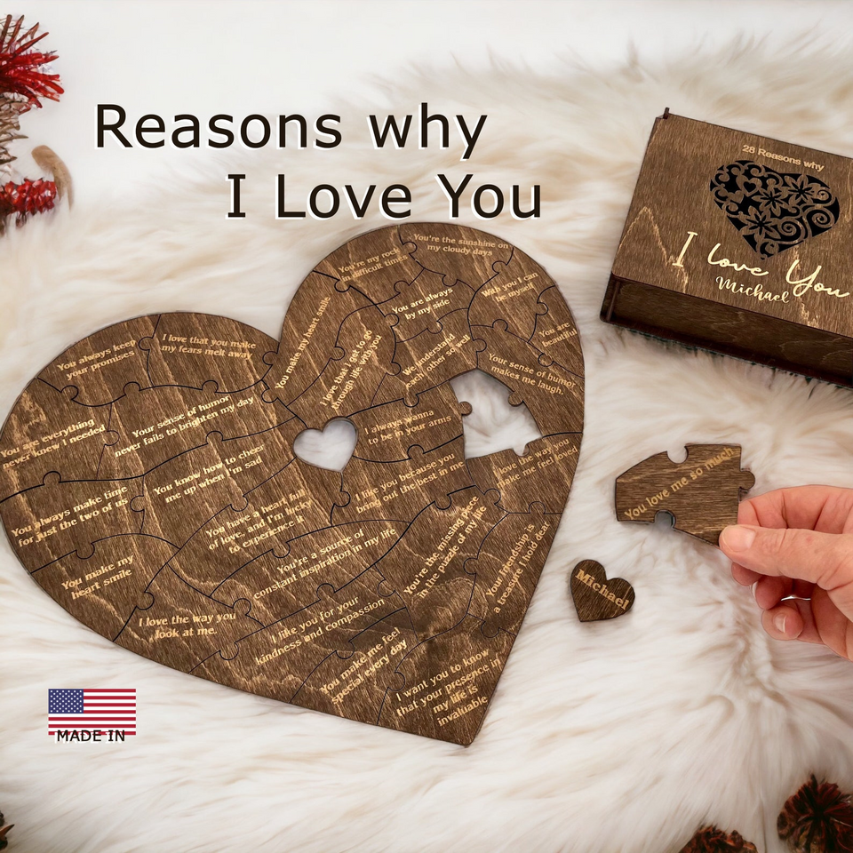 Personalized "Reasons I Love You" Wooden Puzzle Gift