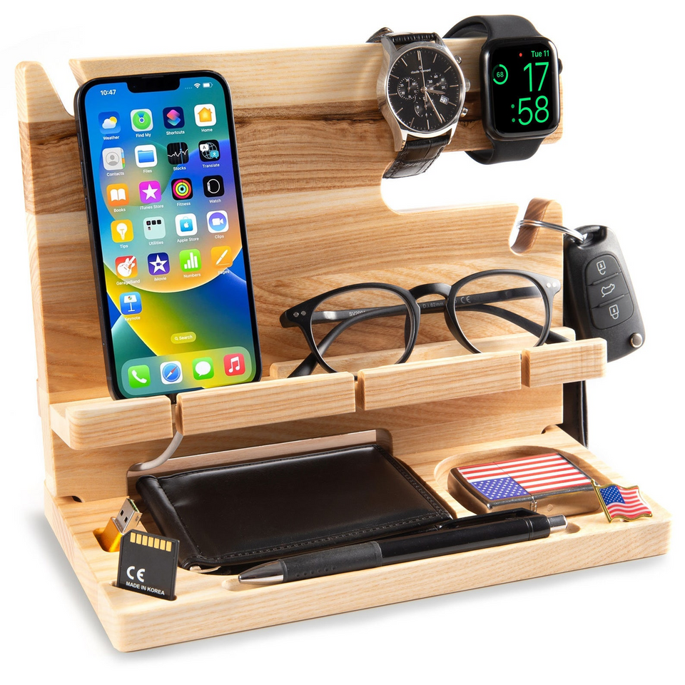 Personalized Wooden Docking Station Gift for Men