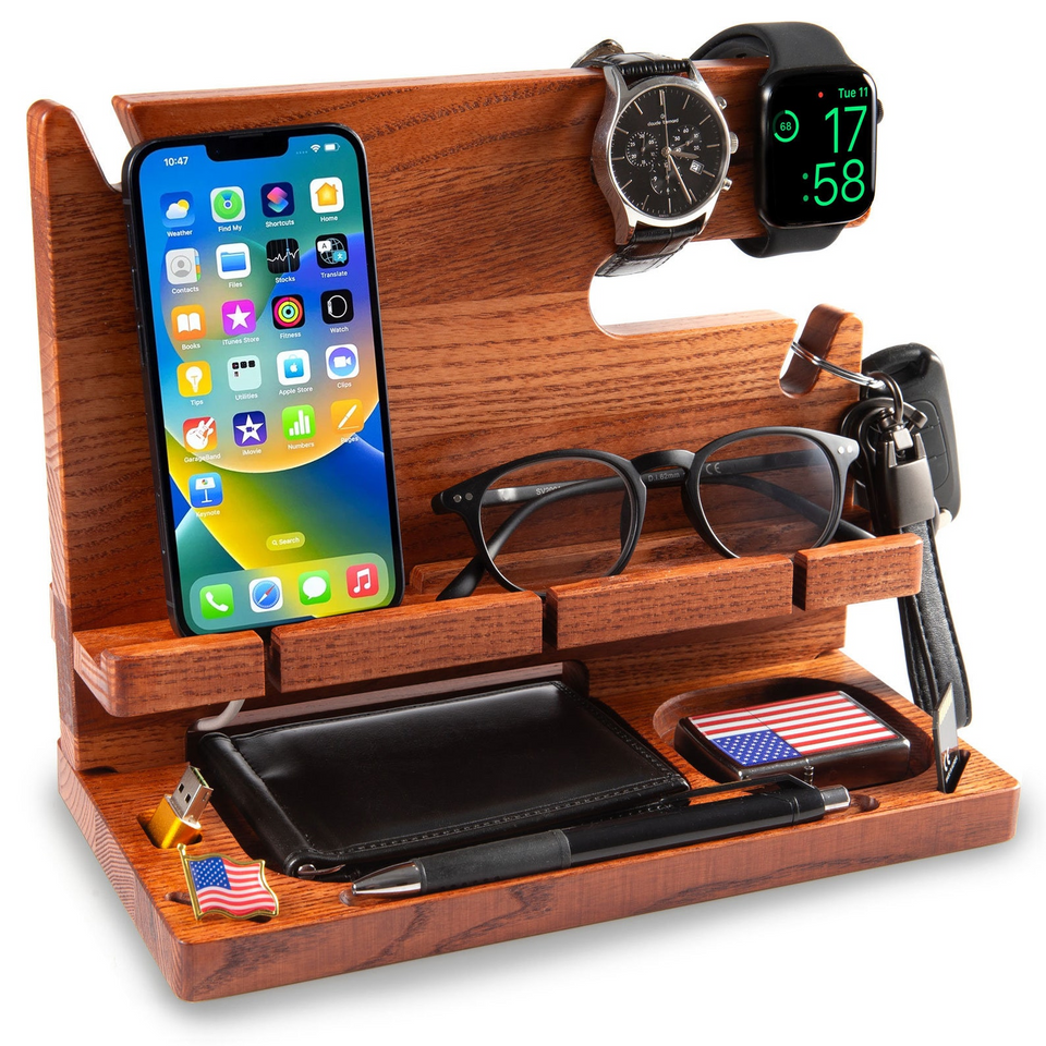 Personalized Wooden Docking Station Gift for Men