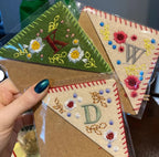 Personalized Hand Embroidered Corner Bookmark, Felt Triangle Page Stitched Corner Handmade Bookmark, gift for her and mom
