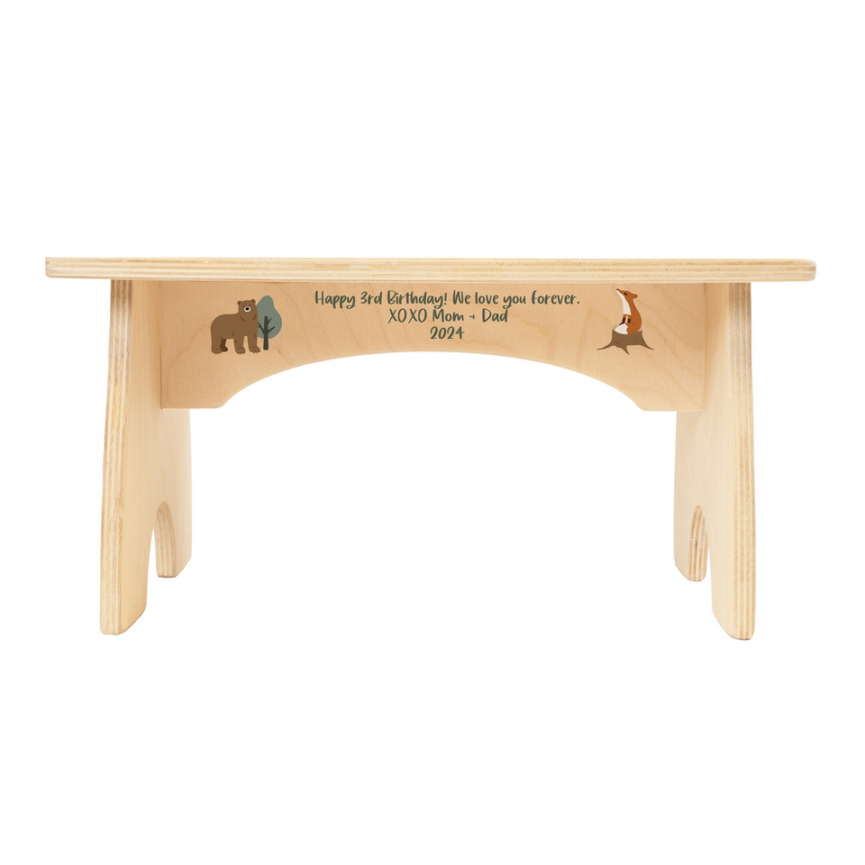 Personalized Kids Step Stool with Name Bear Design