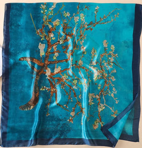 Luxury Silk Scarf, Van Gogh Almond Blossom Silk Scarf Lightweight, Personalised Gift For Her