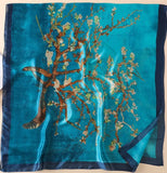 Luxury Silk Scarf, Van Gogh Almond Blossom Silk Scarf Lightweight, Personalised Gift For Her