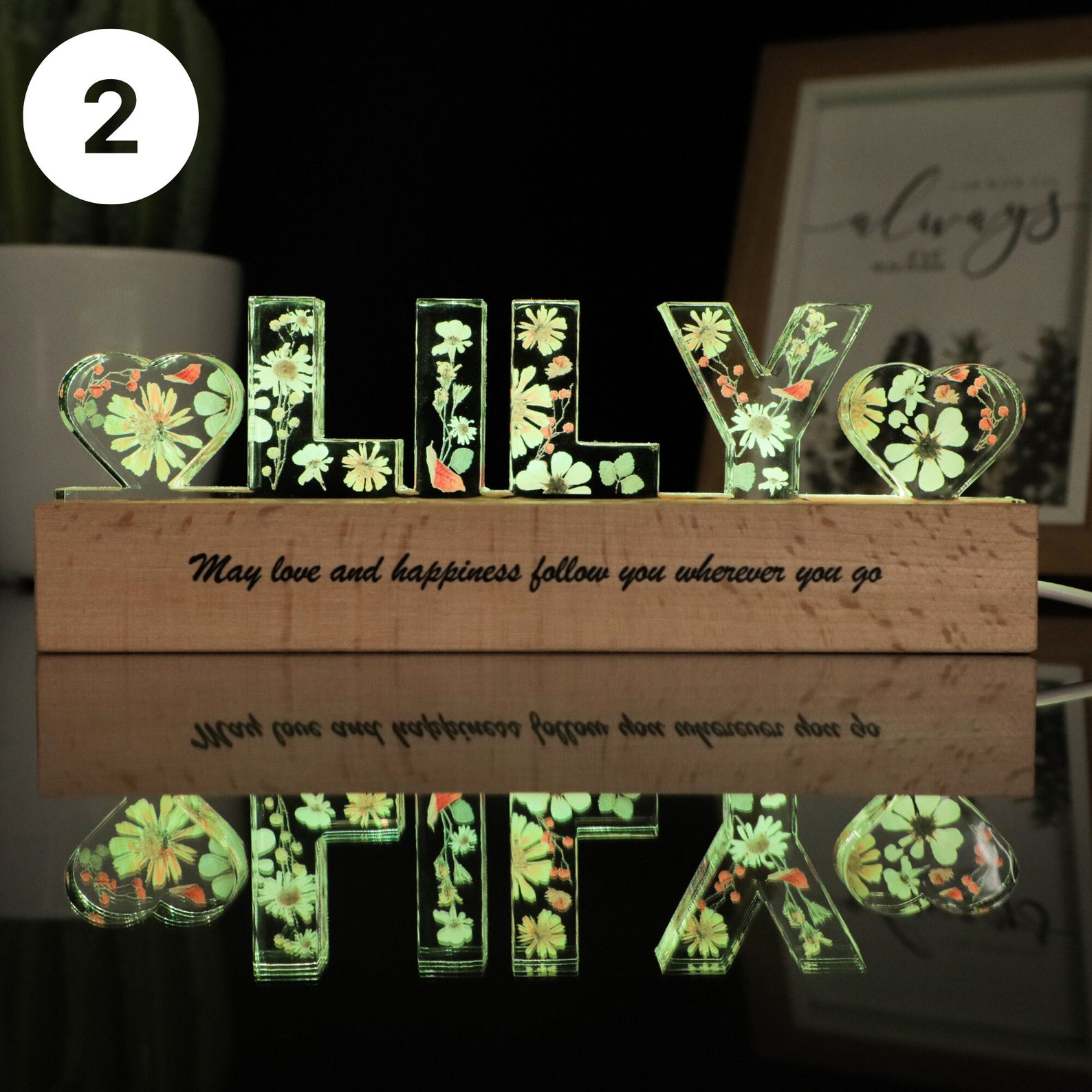 Personalized Flower Night Light Custom Gift for Kids and Teens