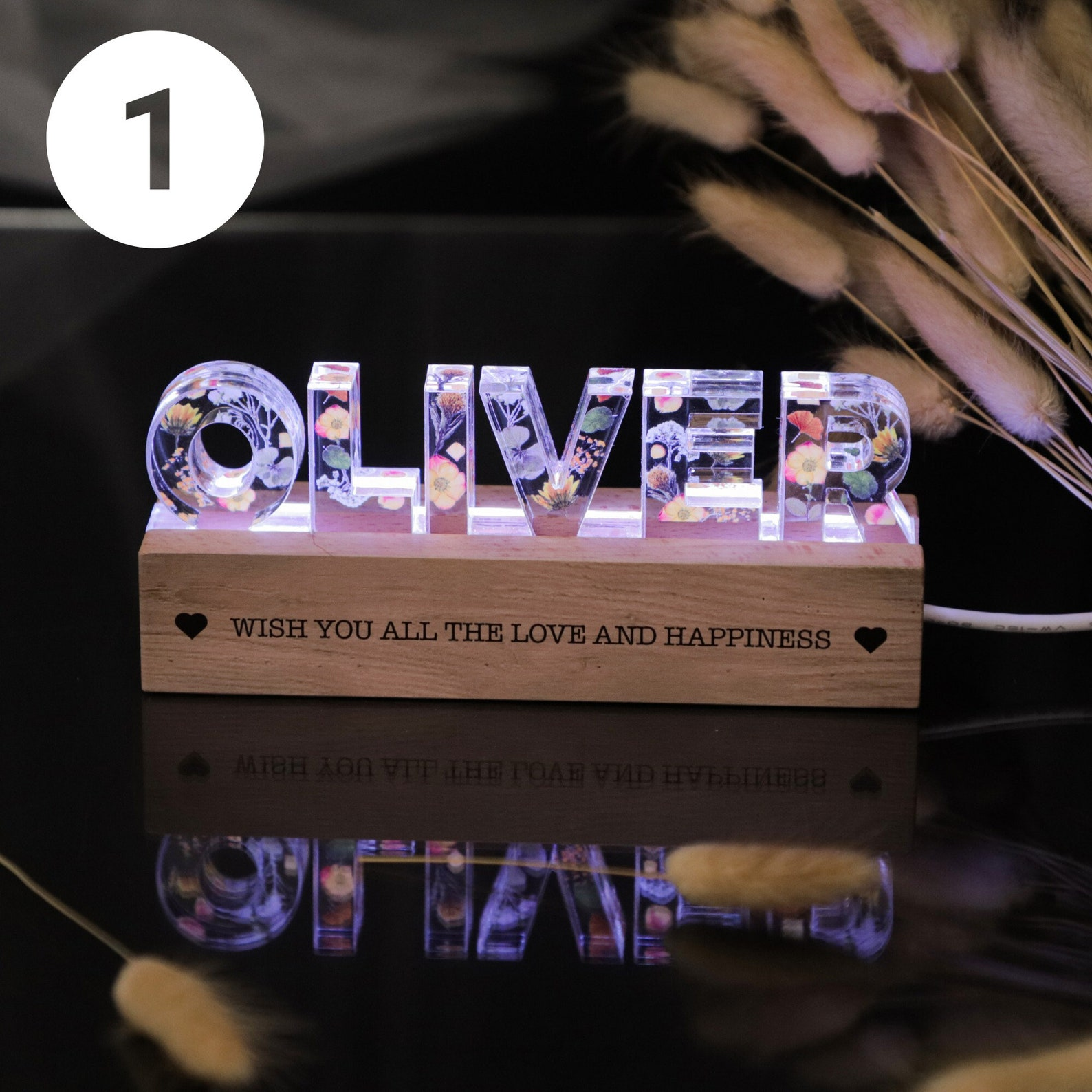 Personalized Flower Night Light Custom Gift for Kids and Teens