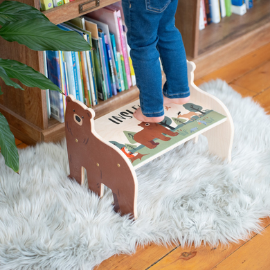 Personalized Kids Step Stool with Name Bear Design