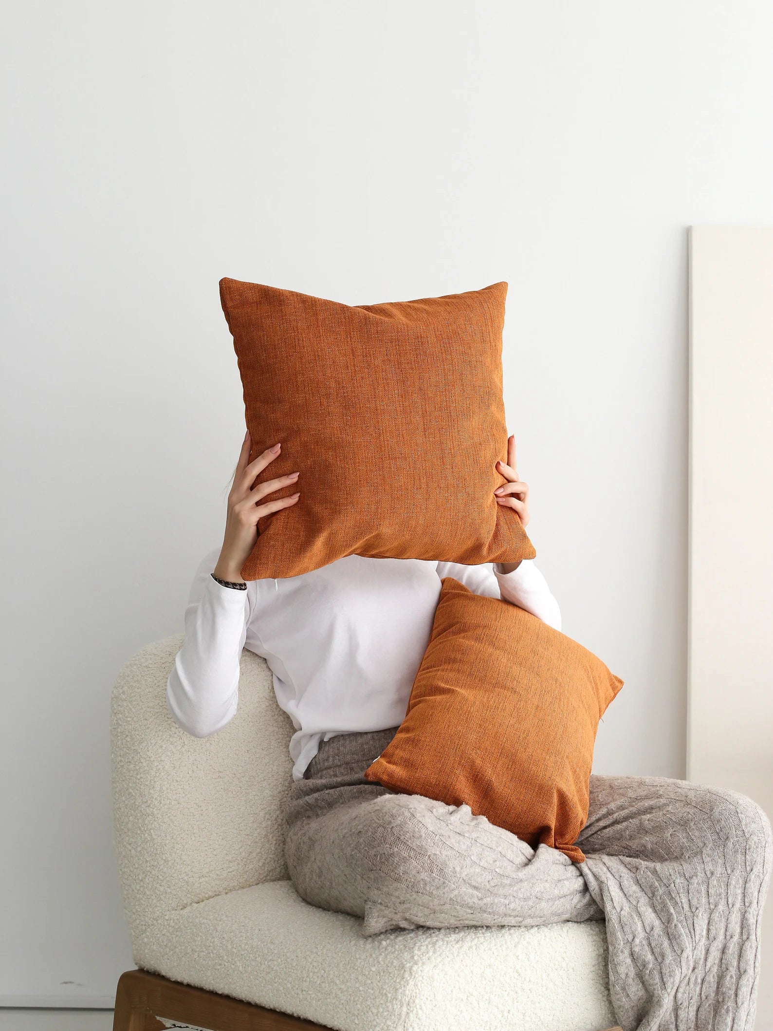 Handmade Linen Boho Modern Throw Pillow Cover Custom Size
