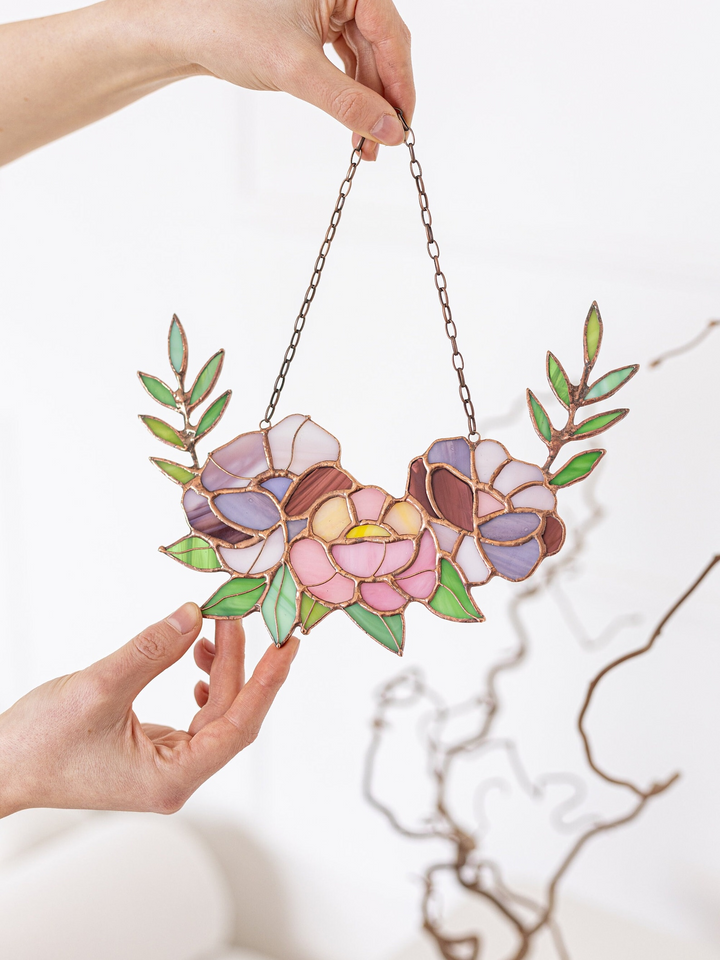Stained Glass Flowers Suncatcher