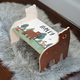 Personalized Kids Step Stool with Name Bear Design