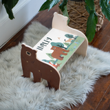 Personalized Kids Step Stool with Name Bear Design