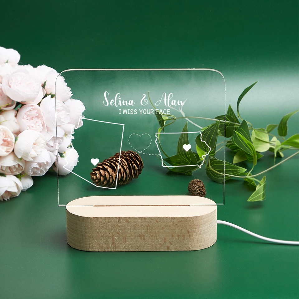 Custom Two-State Map Night Light