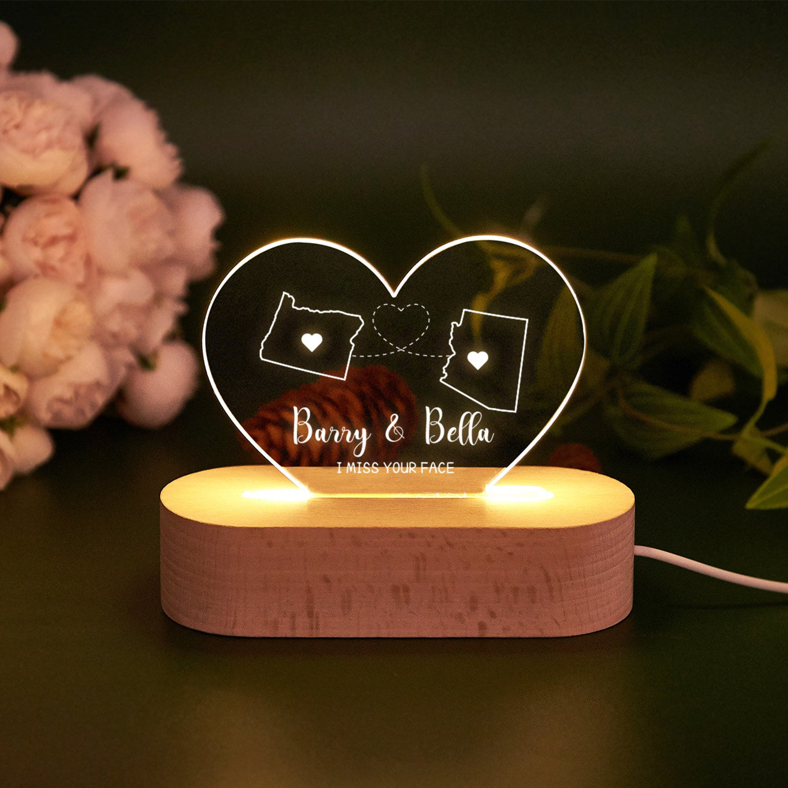 Custom Two-State Map Night Light