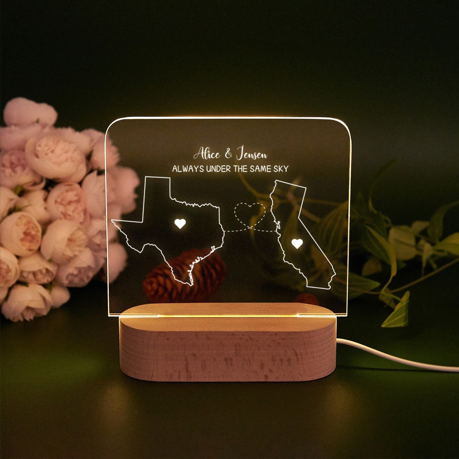 Custom Two-State Map Night Light