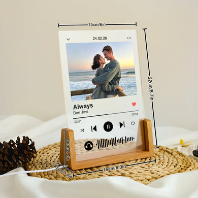 Music Photo Name Night Light, Custom Photo Music Plaque, Personalized Song Acrylic Plaque