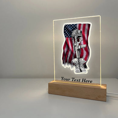 Personalized LED Light to Remember Fallen Soldier, Military, American Flag, Warrior, Memorial Gift