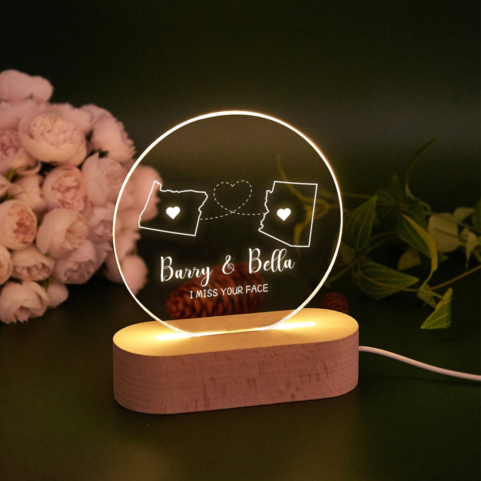 Custom Two-State Map Night Light