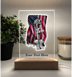 Personalized LED Light to Remember Fallen Soldier, Military, American Flag, Warrior, Memorial Gift