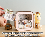 Custom Wooden Piggy Bank with Name for Kids