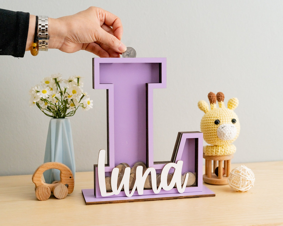Custom Baby Alphabet Letter Coin Bank Piggy Bank