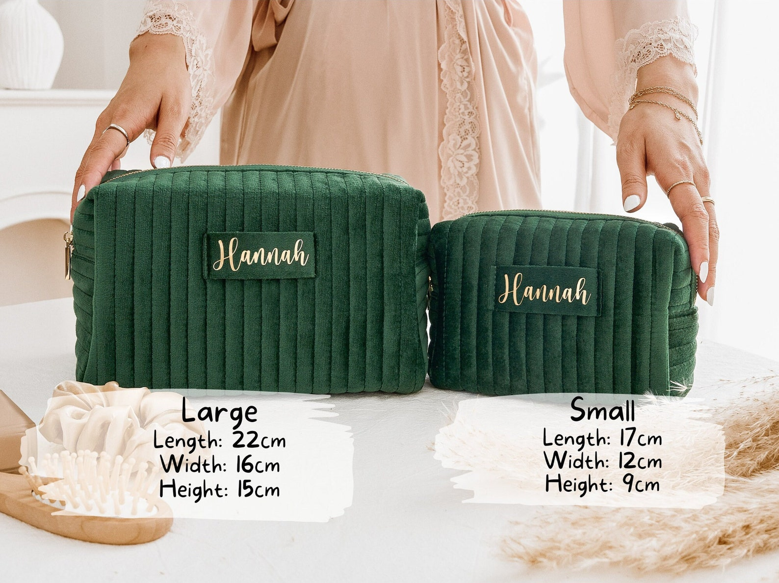 Personalized Velvet Makeup Bag Custom Gift for Her