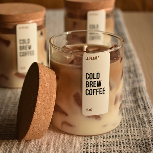 Iced Coffee Candle 15 oz | Iced Latte Coffee Scented Handmade Candle, Coffee Scented Candle with Ice Cube Design
