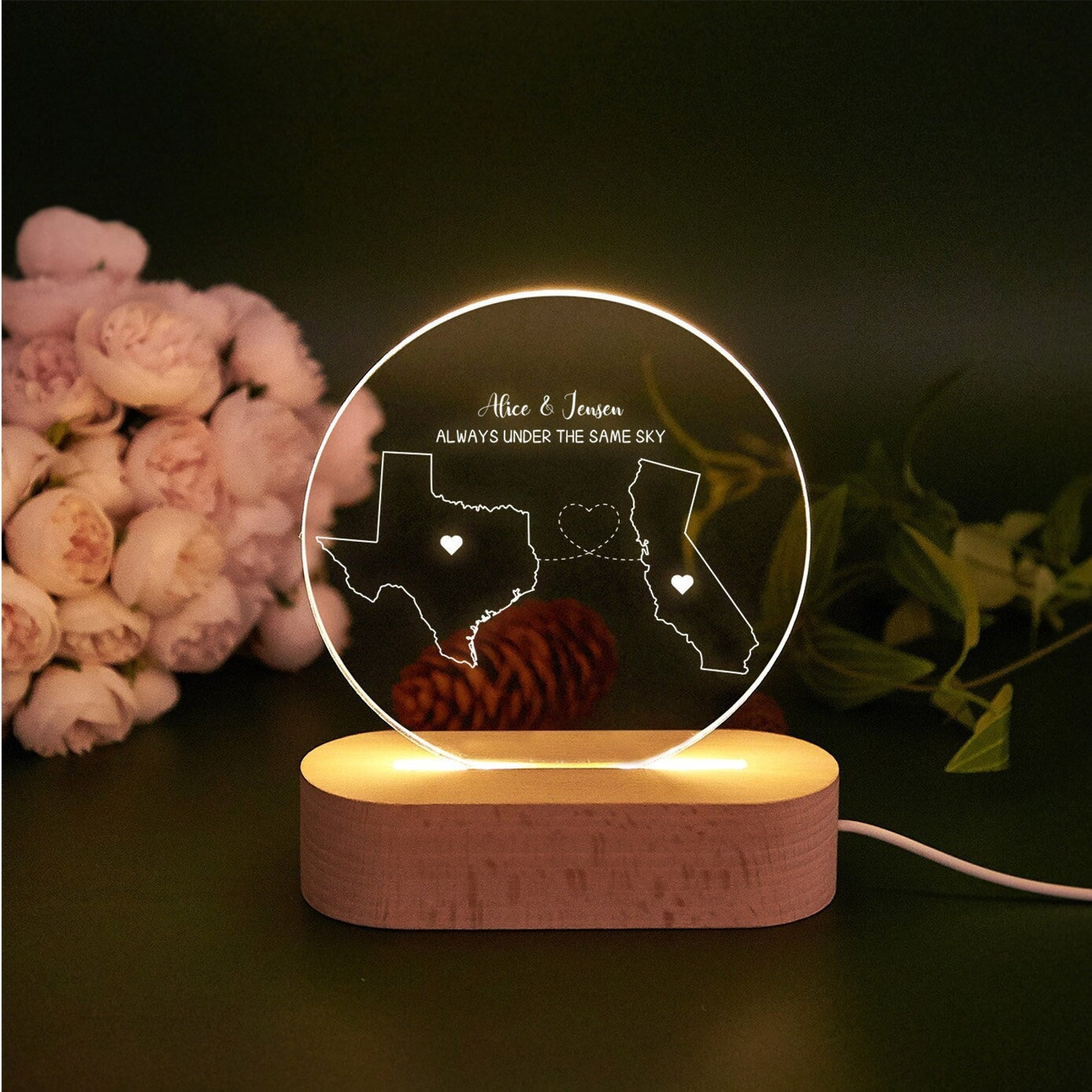 Custom Two-State Map Night Light