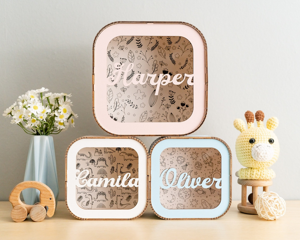 Custom Wooden Piggy Bank with Name for Kids