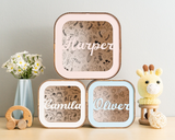 Custom Wooden Piggy Bank with Name for Kids