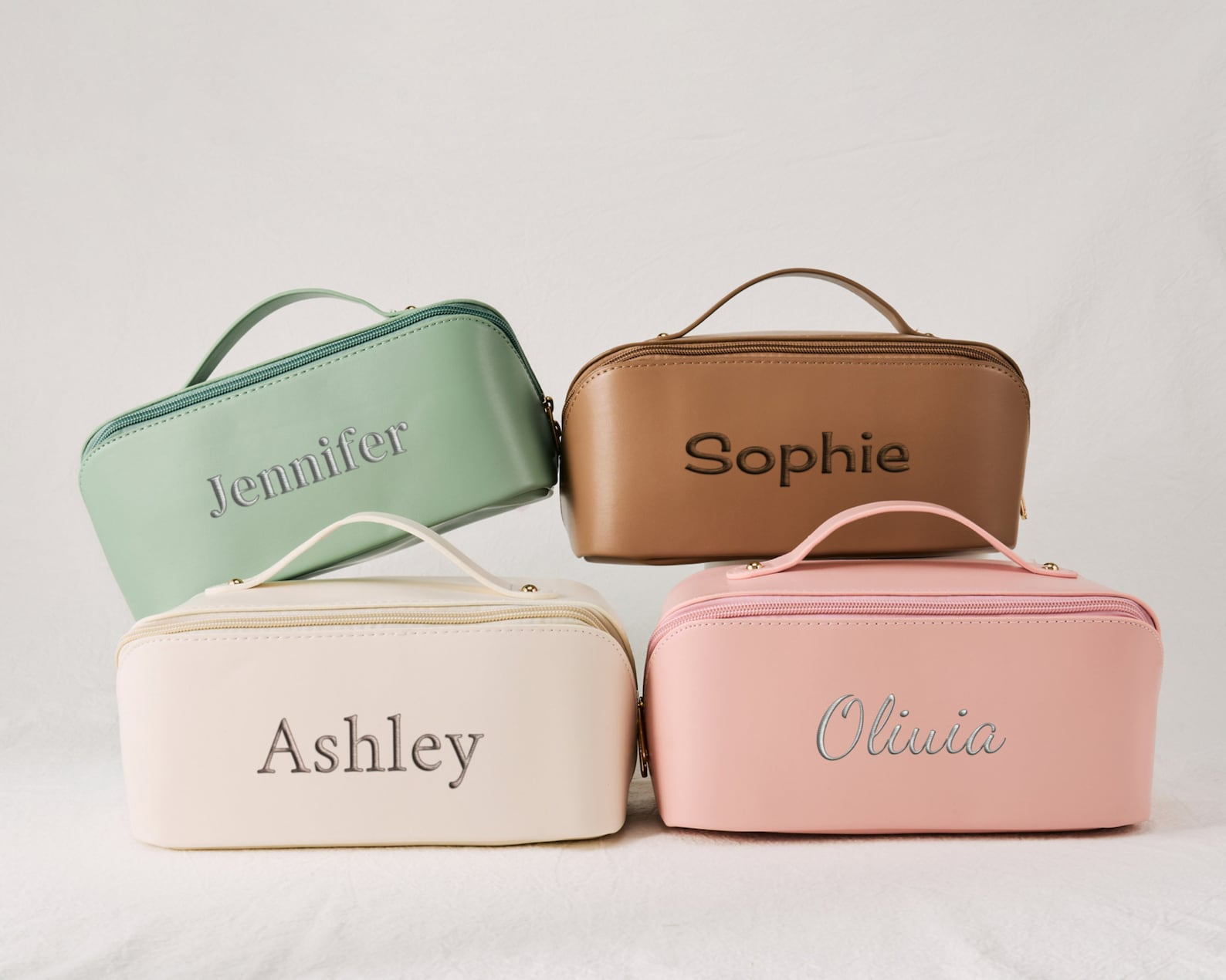 Personalized Leather Embroidered Makeup Bag