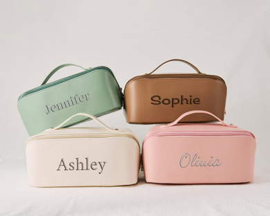 Personalized Leather Embroidered Makeup Bag