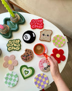 Y2K Punch Needle Mug Rug Coaster Handmade Floral Decor