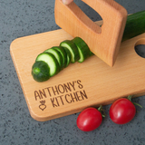 Engraved Wooden Kids Knife & Cutting Board Set