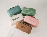 Personalized Leather Embroidered Makeup Bag