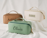 Personalized Leather Embroidered Makeup Bag
