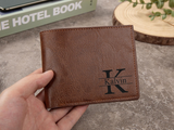 Custom Engraved Leather Wallet Personalized Gift for Him