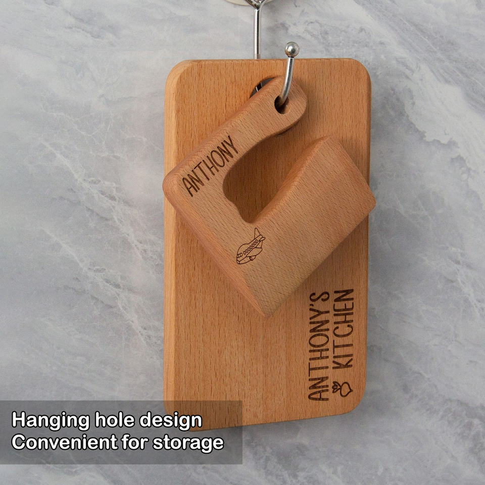 Engraved Wooden Kids Knife & Cutting Board Set